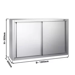 Edelstahl Wandhängeschrank PREMIUM - 1000x400mm - Mit Schiebetür - 800mm Hoch