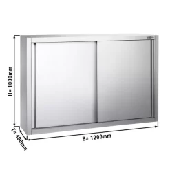 Edelstahl Wandhängeschrank PREMIUM - 1200x400mm - Mit Schiebetür - 1000mm Hoch