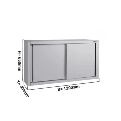 Edelstahl Wandhängeschrank ECO - 1200x400mm - Mit Schiebetür - 650mm Hoch