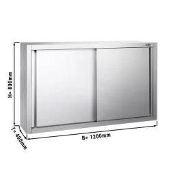 Edelstahl Wandhängeschrank PREMIUM - 1200x400mm - Mit Schiebetür - 800mm Hoch