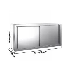 Edelstahl Wandhängeschrank PREMIUM - 1400x400mm - Mit Schiebetür - 650mm Hoch