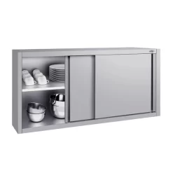 Edelstahl Wandhängeschrank ECO - 1400x400mm - Mit Schiebetür - 650mm Hoch -Geschäft für Küchengeräte WSK144 ECO 2 513b