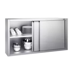Edelstahl Wandhängeschrank PREMIUM - 1600x400mm - Mit Schiebetür - 800mm Hoch -Geschäft für Küchengeräte WSK168 2 ed1f