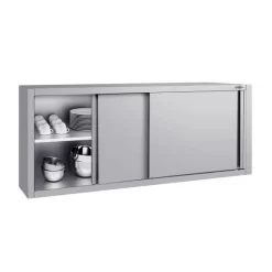 Edelstahl Wandhängeschrank ECO - 1800x400mm - Mit Schiebetür - 650mm Hoch -Geschäft für Küchengeräte WSK184 ECO 2 2cfa