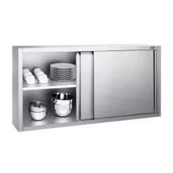 Edelstahl Wandhängeschrank PREMIUM - 1800x400mm - Mit Schiebetür - 800mm Hoch -Geschäft für Küchengeräte WSK188 2 b69a