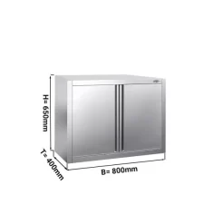 Edelstahl Wandhängeschrank PREMIUM - 800x400mm - Mit Flügeltür - 650mm Hoch