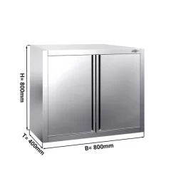 Edelstahl Wandhängeschrank PREMIUM - 800x400mm - Mit Flügeltür - 800mm Hoch