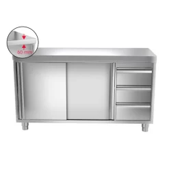 Edelstahl Arbeitsschrank PREMIUM - 1400x600mm - Mit 3 Schubladen Rechts Ohne Aufkantung -Geschäft für Küchengeräte ask147 r icon c024