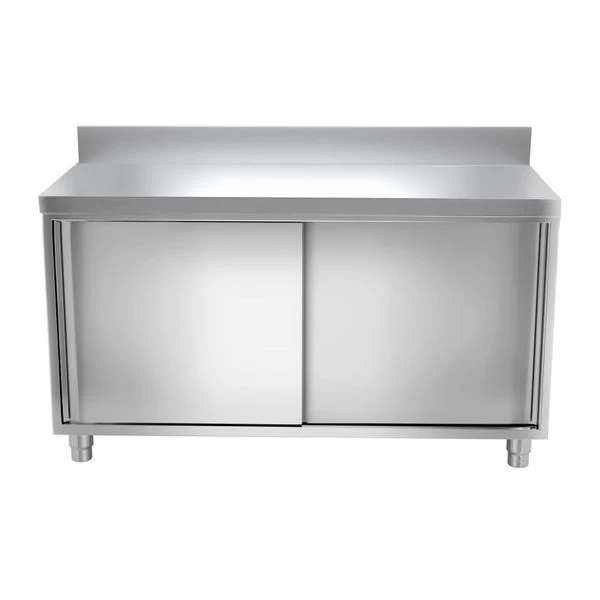 Edelstahl Arbeitsschrank PREMIUM - 1600x700mm - Mit Schiebetür & Aufkantung 4 Edelstahl Arbeitsschrank PREMIUM - 1600x700mm - Mit Schiebetür & Aufkantung – Bild 4