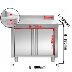 Edelstahl Arbeitsschrank PREMIUM - 800x700mm - Mit Flügeltür & Aufkantung 10 Edelstahl Arbeitsschrank PREMIUM - 800x700mm - Mit Flügeltür & Aufkantung -Geschäft für Küchengeräte ask87a masse 96e8