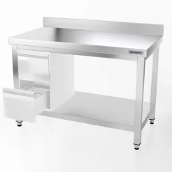 Edelstahl Arbeitstisch PREMIUM - 1200x600mm - Mit Grundboden & Aufkantung -Geschäft für Küchengeräte atk127a 2s 6528