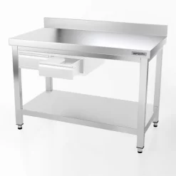 Edelstahl Arbeitstisch PREMIUM - 1200x600mm - Mit Grundboden & Aufkantung -Geschäft für Küchengeräte atk127a sk e002