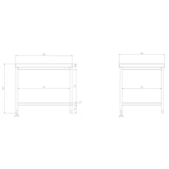 Edelstahl Arbeitstisch PREMIUM - 1200x800mm - Mit Grundboden Ohne Aufkantung -Geschäft für Küchengeräte atk128 zeichnung 21f7