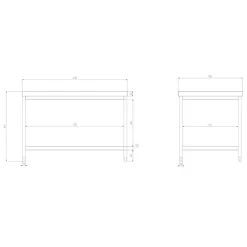 Edelstahl Arbeitstisch PREMIUM - 1400x800mm - Mit Grundboden Ohne Aufkantung 20 Edelstahl Arbeitstisch PREMIUM - 1400x800mm - Mit Grundboden Ohne Aufkantung -Geschäft für Küchengeräte atk148 zeichnung 1763