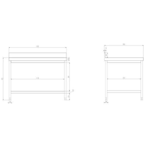 Edelstahl Arbeitstisch PREMIUM - 1500x800mm - Mit Grundboden & Aufkantung 10 Edelstahl Arbeitstisch PREMIUM - 1500x800mm - Mit Grundboden & Aufkantung – Bild 10