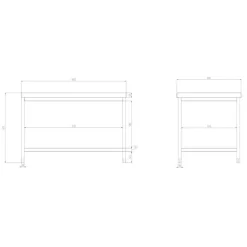 Edelstahl Arbeitstisch PREMIUM - 1600x800mm - Mit Grundboden Ohne Aufkantung -Geschäft für Küchengeräte atk168 zeichnung a2ac