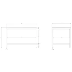 Edelstahl Arbeitstisch PREMIUM - 1800x800mm - Mit Grundboden Ohne Aufkantung -Geschäft für Küchengeräte atk188 zeichnung b610