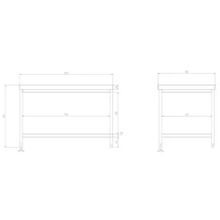 Edelstahl Arbeitstisch PREMIUM - 2000x800mm - Mit Grundboden Ohne Aufkantung -Geschäft für Küchengeräte atk208 zeichnung f0f3