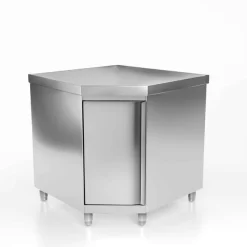 Edelstahl Eckarbeitsschrank PREMIUM Mit Flügeltür Ohne Aufkantung 1000x700mm -Geschäft für Küchengeräte esk107 geschlossen neu 1954 1